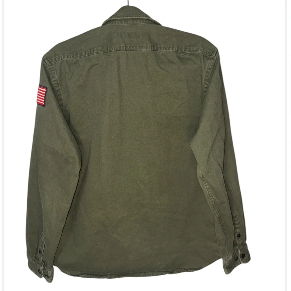EXPRESS Men's Long Sleeve Button Up Shirt Jacket | Olive | Army Green Large‎